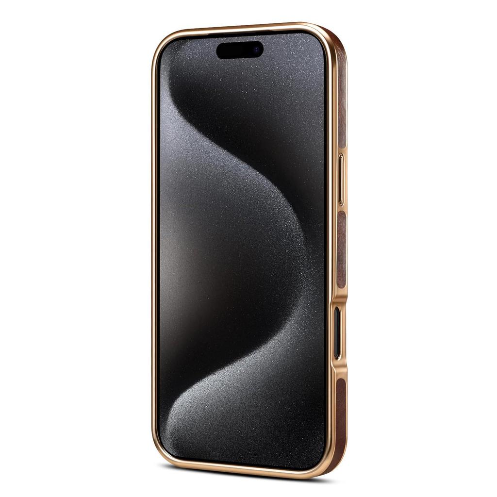 Denior Apple 17 Air Genuine Leather Protective Case for iPhone 17 Pro Max, Cowhide Electroplated 