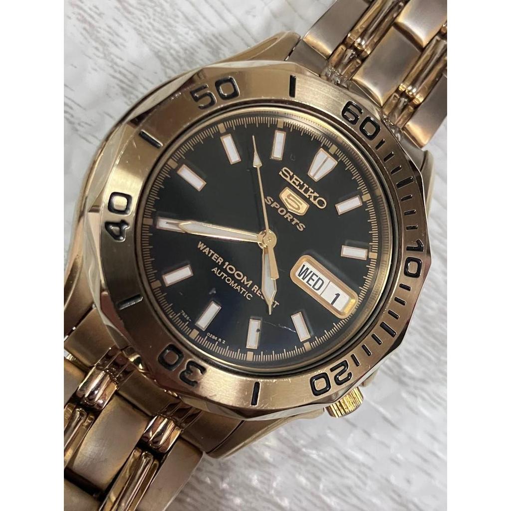 Used SEIKO 5 SPORTS (automatic, exhibition case back) in good working order. (Aftermarket strap).