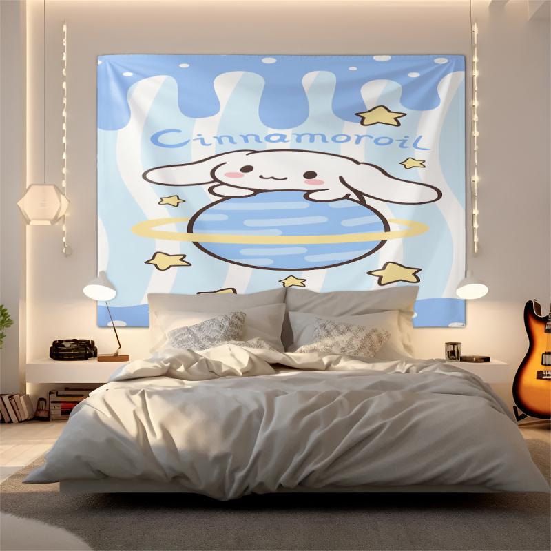 Kawaii Sanrio Tapestry Cute Hello Kitty Cinnamoroll Wall Hanging for Bedroom Dorm Decor
