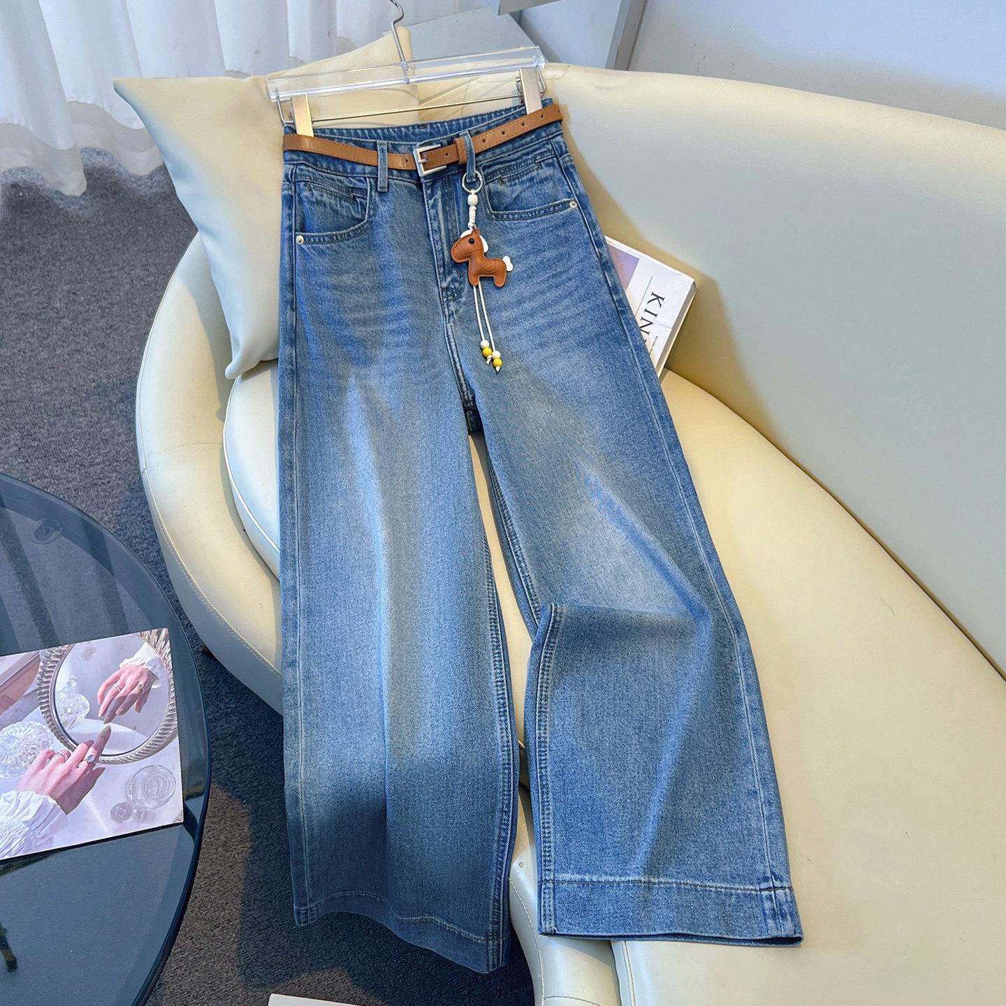 

Petite Women s High-Waisted Horse Pendant Jeans - Spring 2026 Collection: Narrow-Wide Leg Styles 26 (S) синій