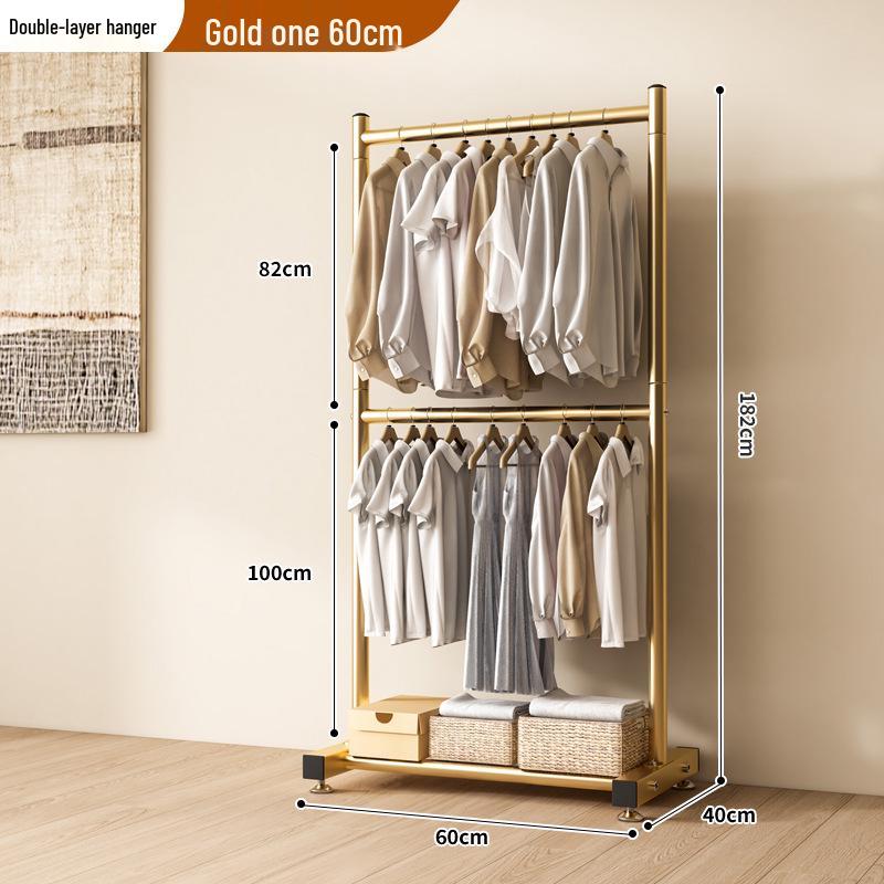 Single-Layer Clothes and Hat Rack for Bedroom or Balcony - Floor-Standing Design