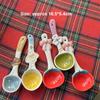 Kawaii Cherry Ceramic Soup Spoon Cute Korean Ice Cream Hand Painted Dessert Spoon With Long Handle Kitchen Tableware Accessories