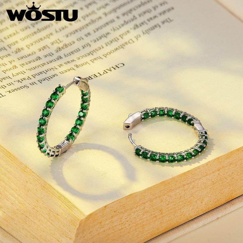 WOSTU Kruhové náušnice Velké kulaté kruhové náušnice Dainty Halo CZ Dámské náušnice