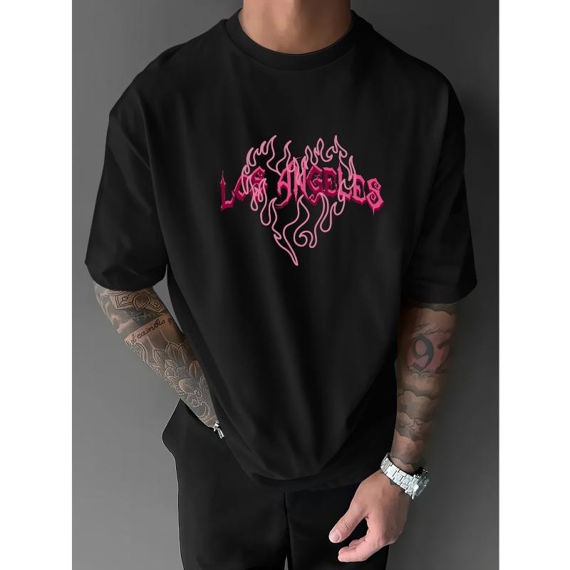 American Street Style Men's T-Shirt,Perfect for Travel, Trendy Outfits, and Social Gatherings, Machine Washable, with "Los Angeles"
