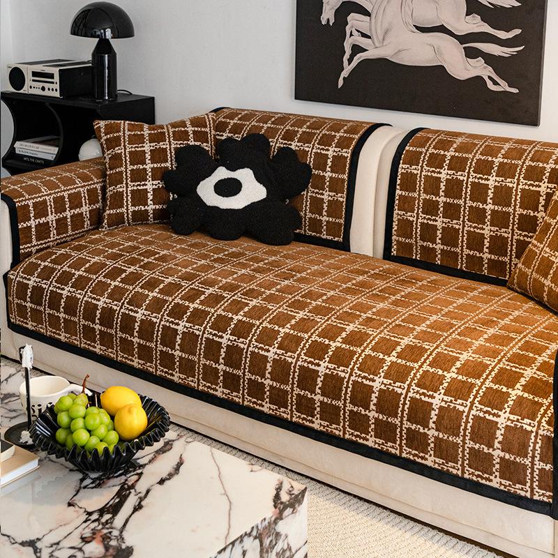 

Retro Simple Sofa Cushion Universal In All Seasons New Straight Sofa Seat Cushion Fixed Non-Slip Backrest Cover 70*70cm