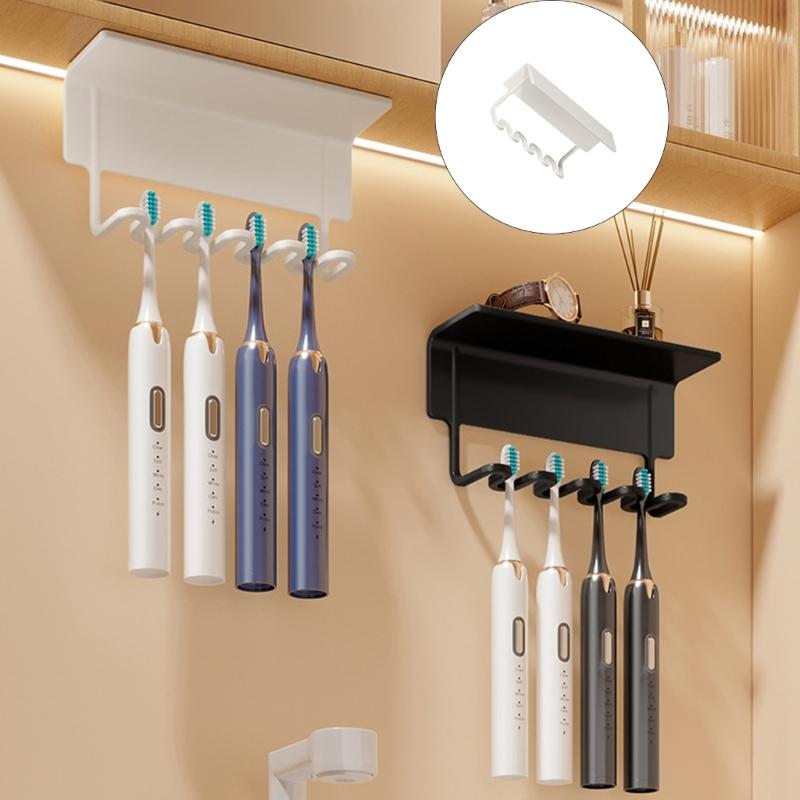 Selfadhesive 4 Slot Toothbrush Rack With Strong Adhesive Wall Mounted Bathroom Storage For Toothpaste And Accessories 2X