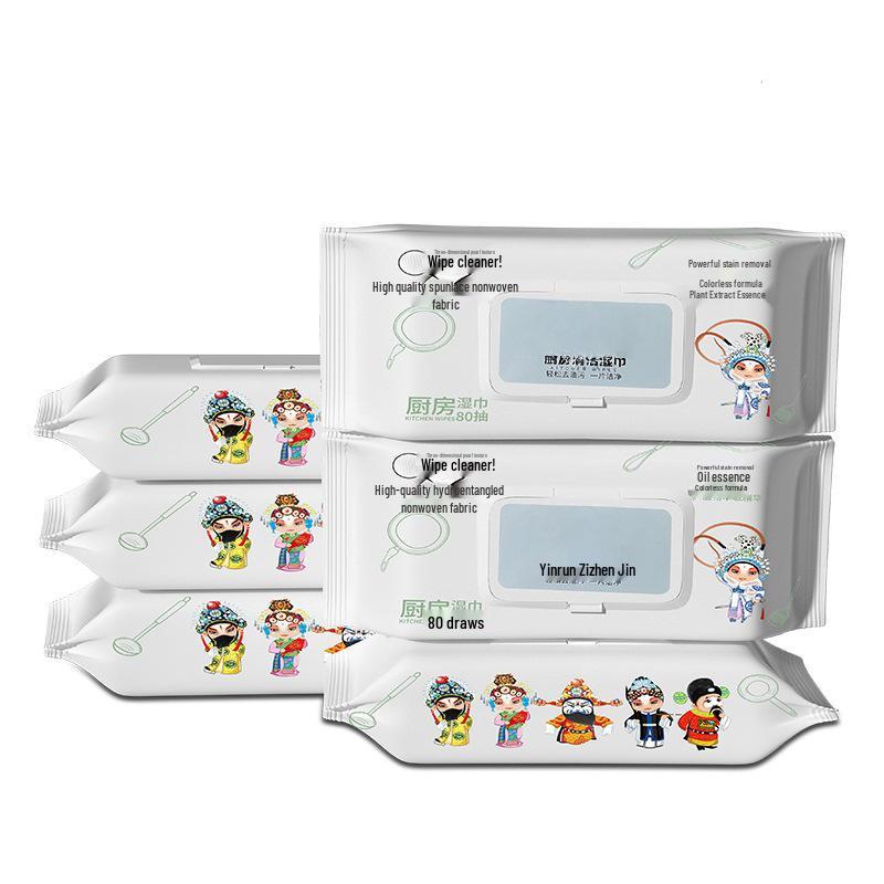 Extra-Thick Hanging Kitchen Wet Wipes for Stain and Oil Removal