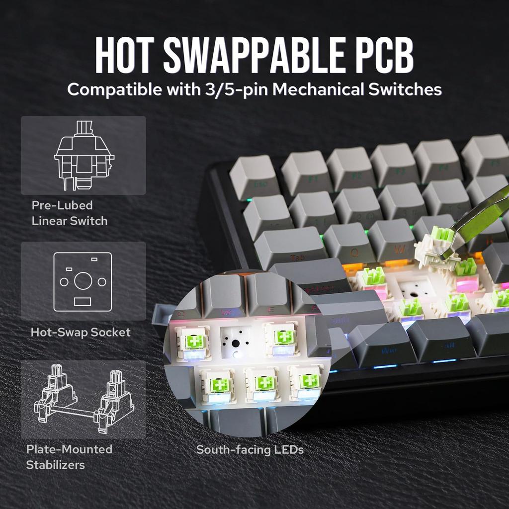 EPOMAKER X AULA F75 MAX Wireless Gaming Keyboard with TFT Creamy for and Technical Standards Approved Tri-Mode Screen, Hot-Swappable Knobs,