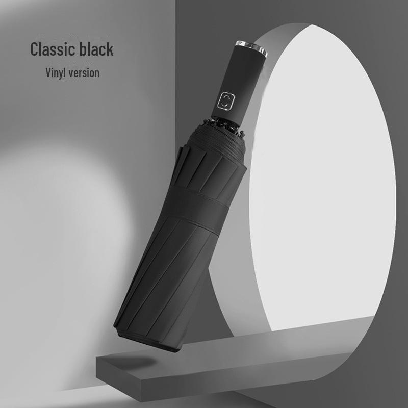 24-Rib Automatic Folding Umbrella: Dual-Use Parasol for Sun & Rain, UV Protection, Customizable for Advertising