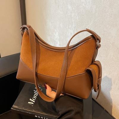 Solid PU Retro Frosted Shoulder Bags for Women  Large Capacity  Commuter Bag  Casual Crossbody  Niche Design