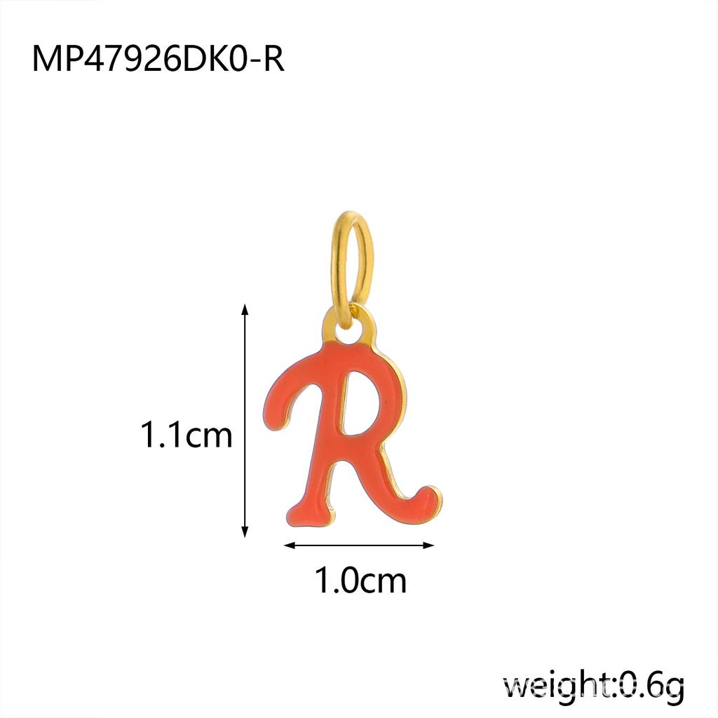 CARLIDANA Simple Gold Plated Stainless Steel Jewelry Alphabet Pendant Small Mini Colorful Oil Drop Initial Letter Necklace