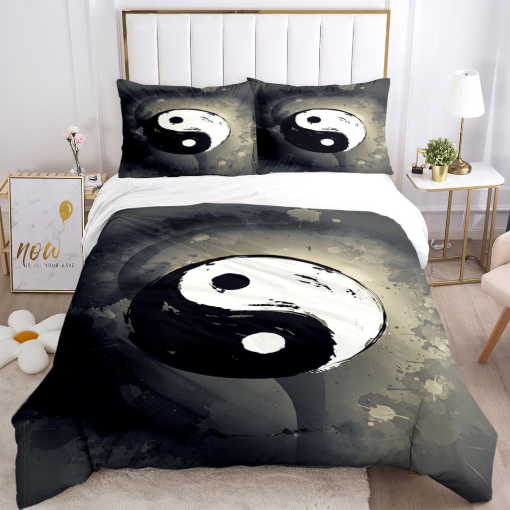 Fashionable Tai Chi Chinese HD Print 3 - Piece Bedding Set, for Children & Adults, with Quilt Covers & Pillowcases