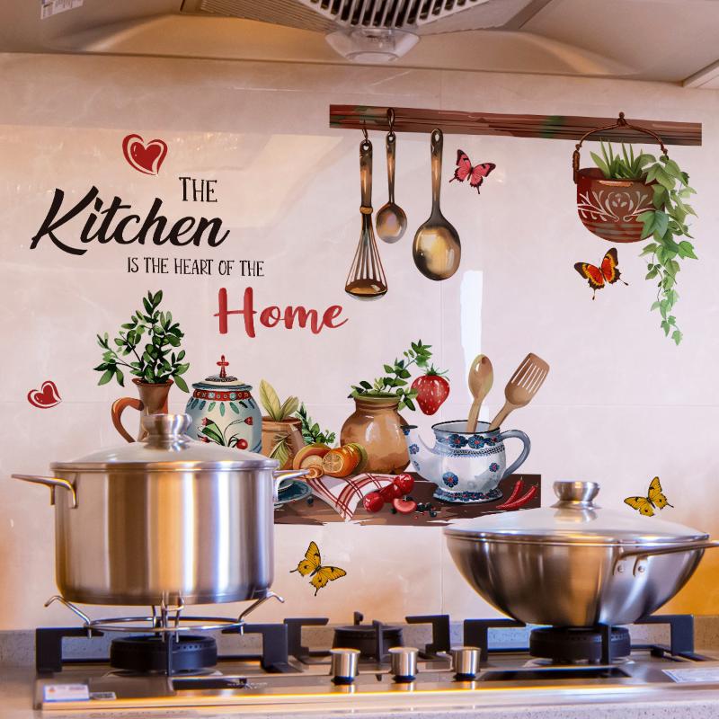 Kitchen Wall Decal With Self Adhesive Backing Warm Rustic Design For Home Kitchen Dining Room Wall Decor