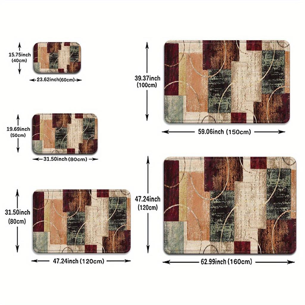 1Pcs Anti Fatigue Kitchen Rugs,Vintage GeometricPrint Waterproof Non-Slip Thick Cushioned Kitchen Mat Heavy Duty Comfort Standing Mat for Kitchen