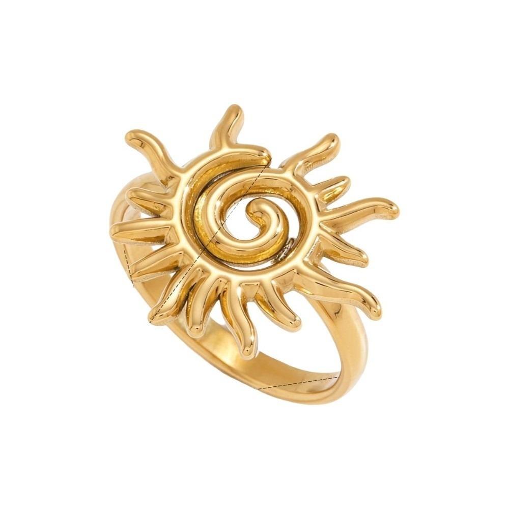 

Classic Spiral Sun Ring Metal Smooth Stainless Steel Finger Rings Gold Advanced Sense Hand Ornament Dating