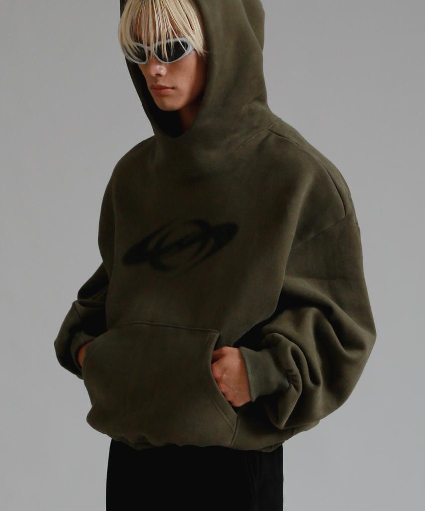 Effect Peach Skin Over Hoodie_Khaki Brown