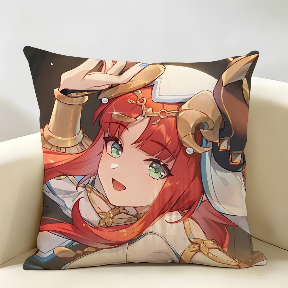Nilou Genshin Impact Cushion Cover Natural Linen Organic Fabric DoubleSided Printing Room Sofa Decor Pillow Case