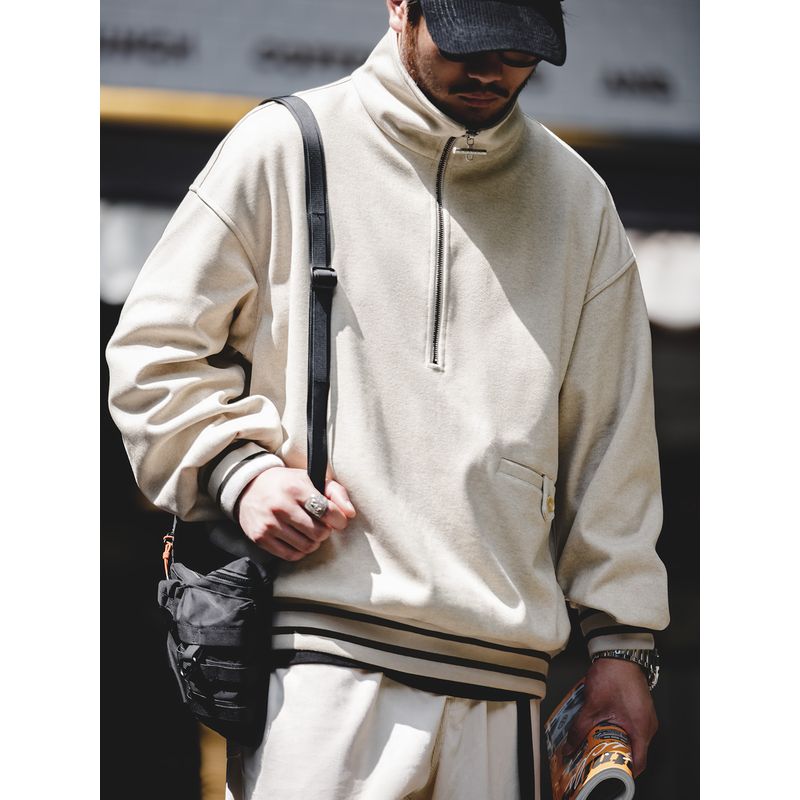 Madden Retro Half Zipper Sweatshirt College Pullover Parka