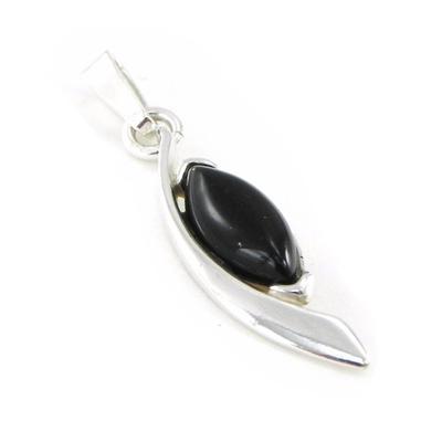 [I8874] - Silver Pendant 'Jesse Noir De Jais' Silver-black (rhodium-plated) - 24x7 Mm