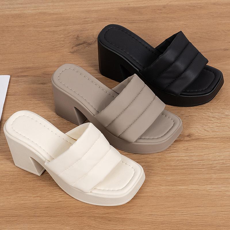 Fashion Women Summer High Heels Slippers Women Chunky Sandals Design New Casual Shoes Platform Slingback Flip Flops Zapatos Femme Pumps