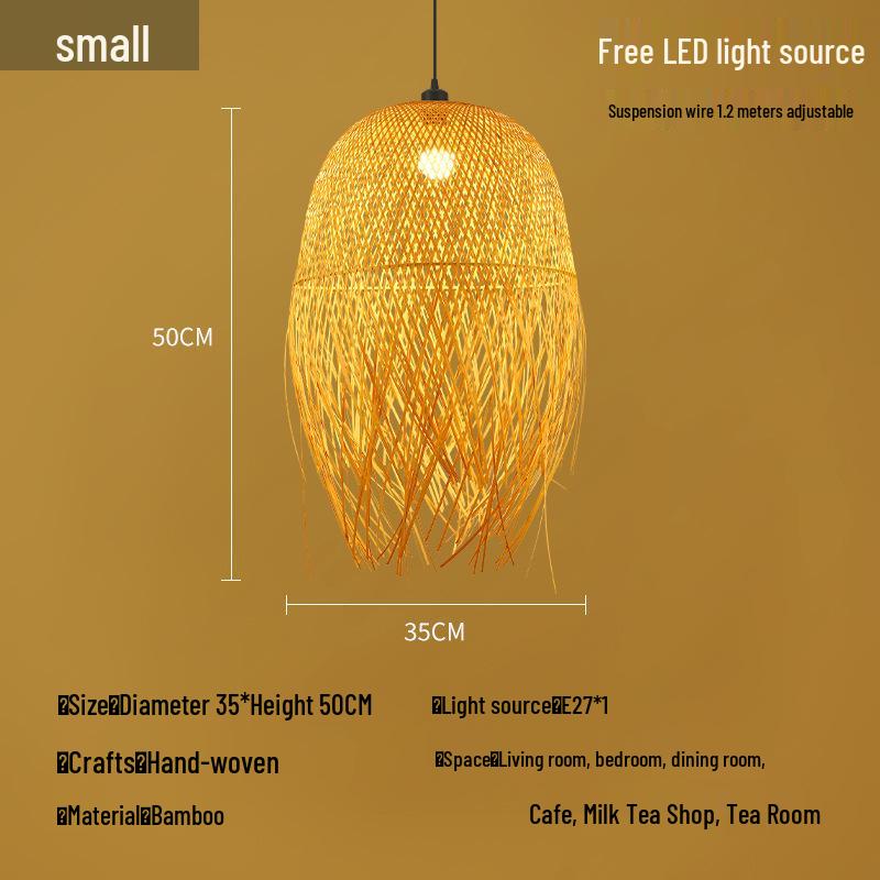 A8L Bamboo Pendant Lamp: New Chinese Zen Style, Rattan Woven Design, Ideal for Tea Rooms, Dining Areas & Teahouses with Japanese Antique Touch.