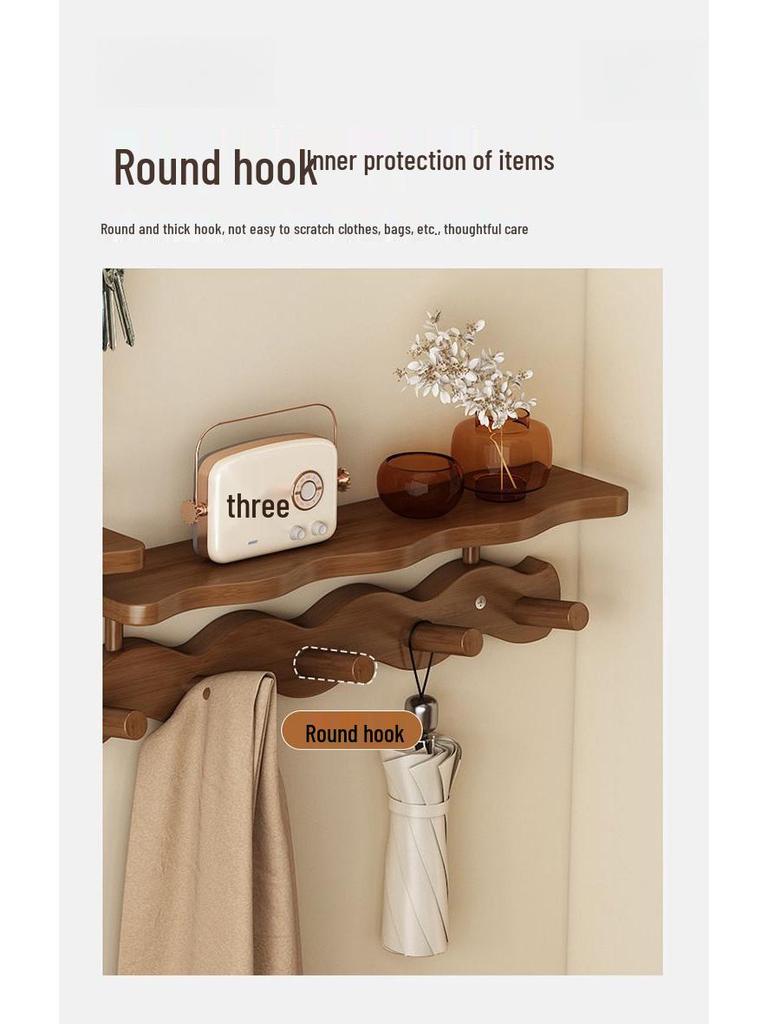 High-Quality Wall-Mounted Entryway Coat Rack with Key Holder and Hanging Hooks for Bags