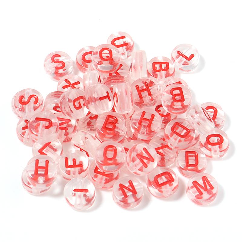 100pcs 7mm Colored Acrylic Alphabet Beads Mixed A-Z Letter Flat Round Loose Beads For Jewelry Making DIY Charm Bracelet Necklace
