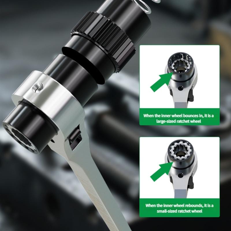 MultiSize Ratcheting Wrench Double Ended Design For Mechanics DIY Projects Corrosion Resistant Steel Construction