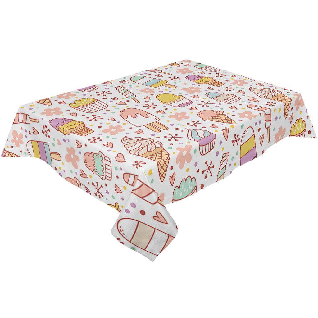 Cartoon Ice Cream Snowflake Tablecloth Holiday Decor Waterproof Rectangular Tablecloths Wedding Decor Table Cover