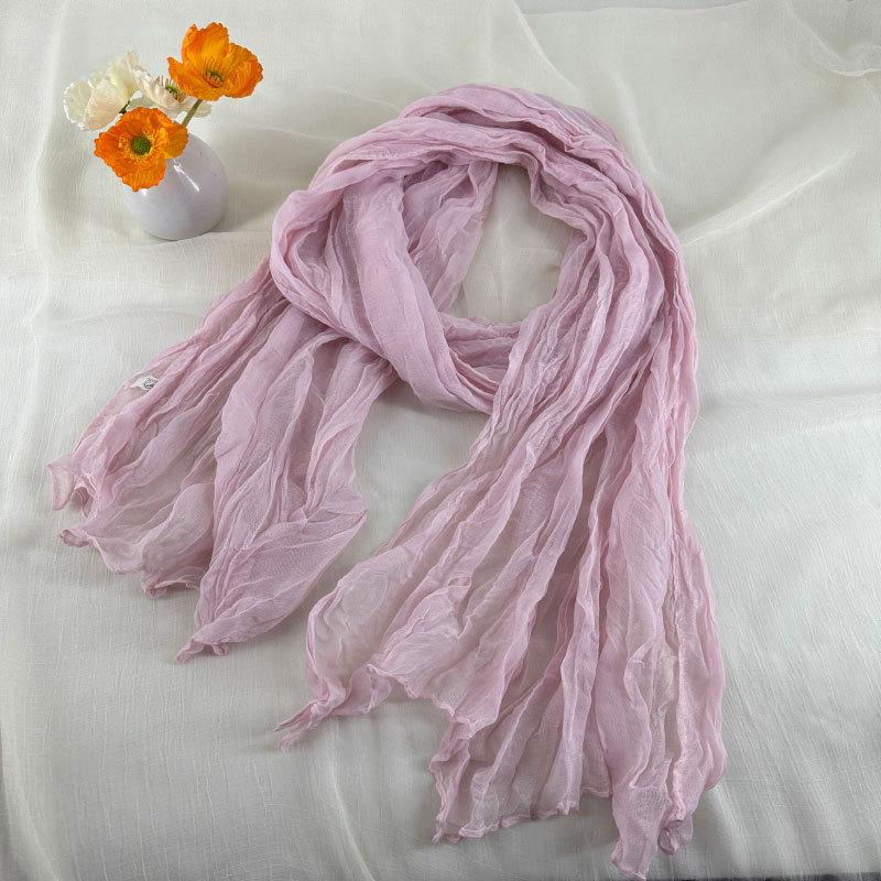 Solid Color Wrinkled Cotton and Linen Winter Warm Scarf