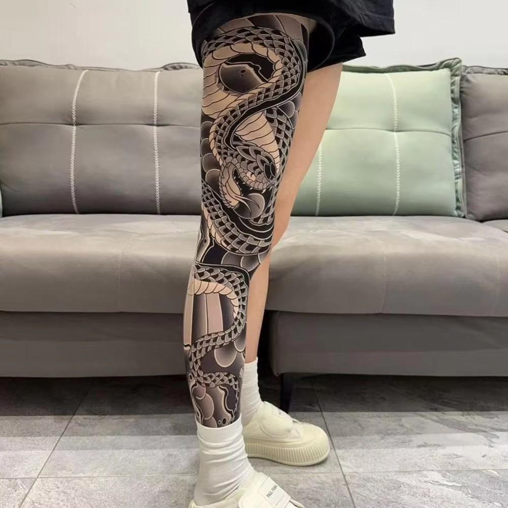 Printed Tights Fake Tattoo Socks Sun-proof Sexy Stockings New Fishing Elastic Socks  Unisex