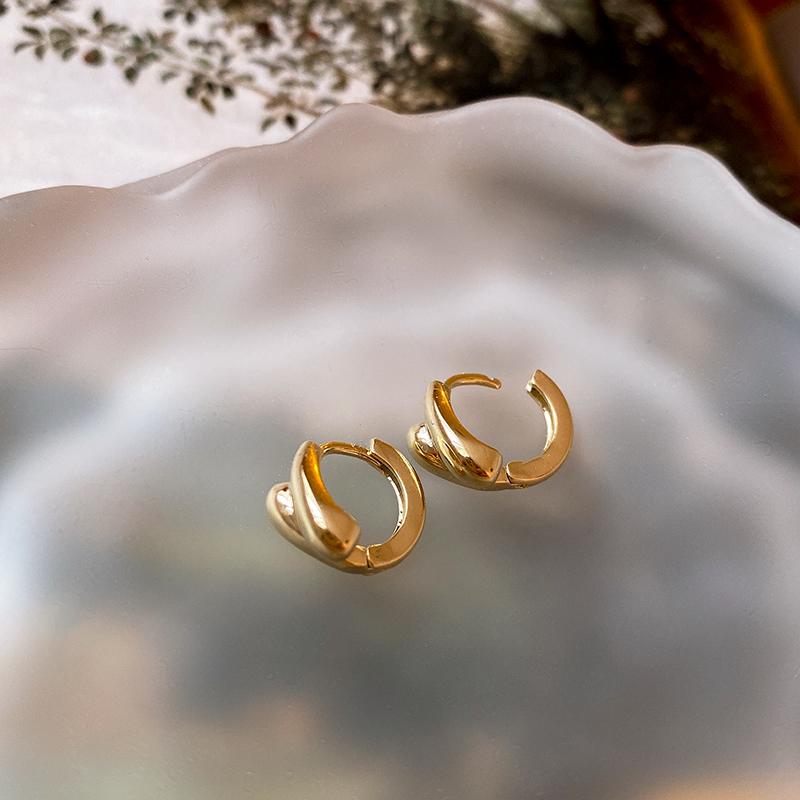 Stainless Steel Smooth Metal Chunky Hoop Earrings for Women Girls Fashion Round Circle Hoops Statement Earrings Punk Zircon