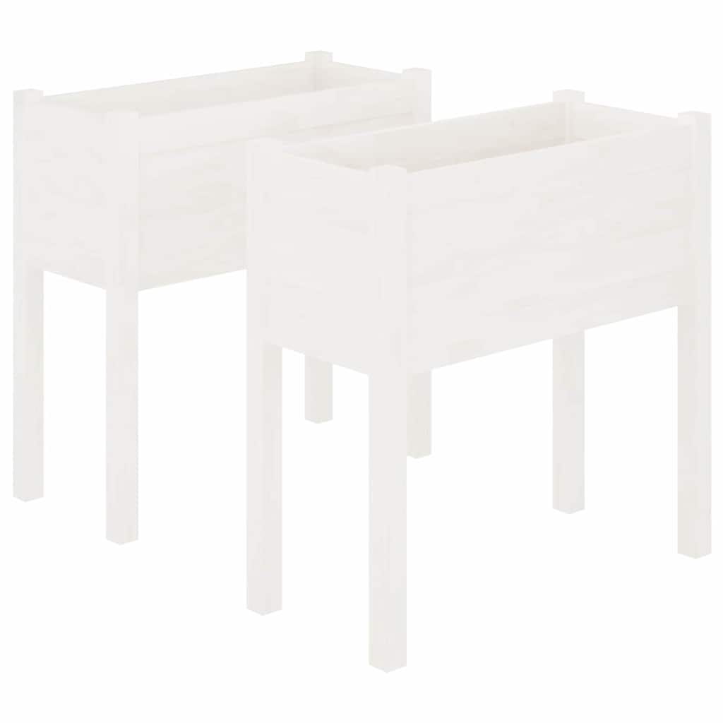 vidaXL Pflanzkübel 2 Stk. Weiß 70x31x70 cm Massivholz Kiefer