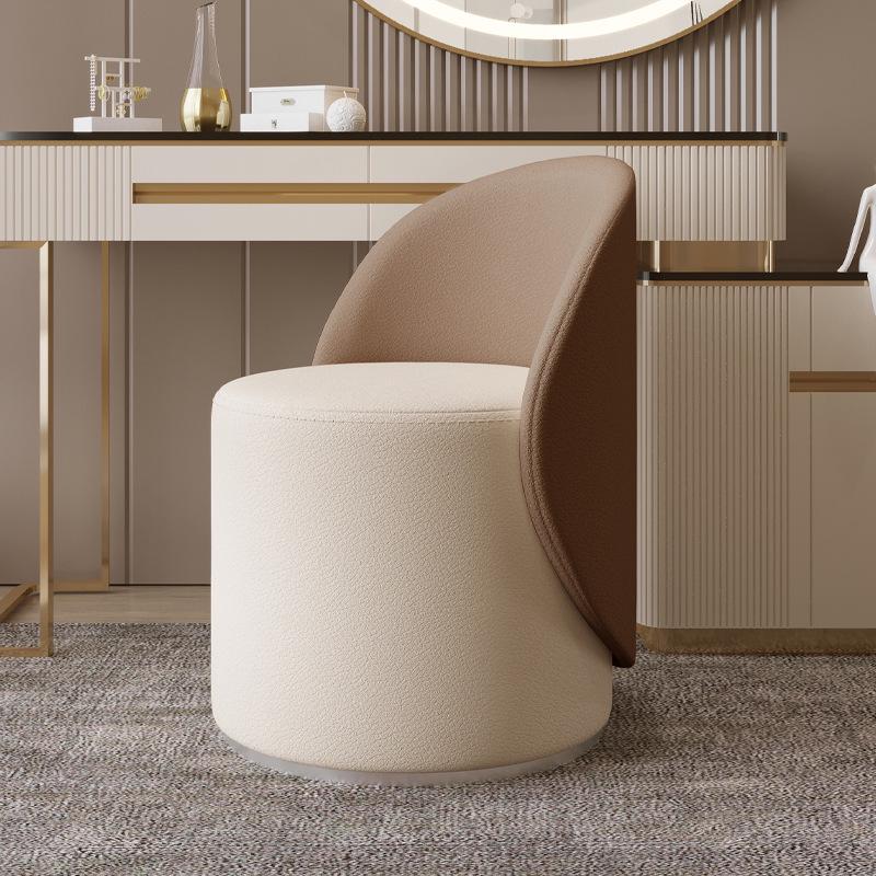Modern Luxury Swivel Vanity Stool with Backrest: Solid Wood Makeup Chair