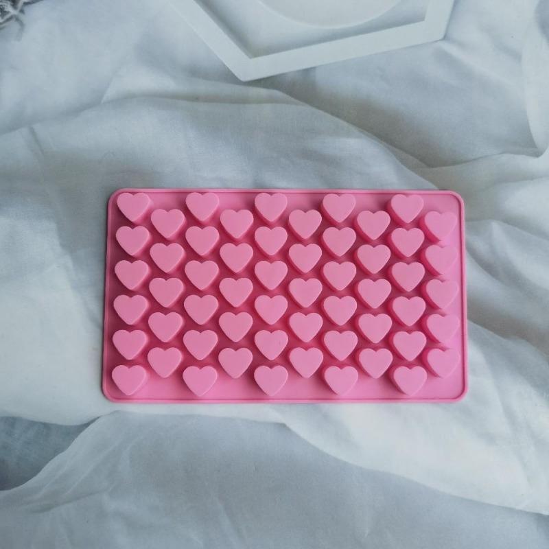 Cute Silicone 55 Grids Heart-shaped Cake Chocolate Soap Mold DIY Tray Biscuit Ice Cube Baking Mold Decorating Tools