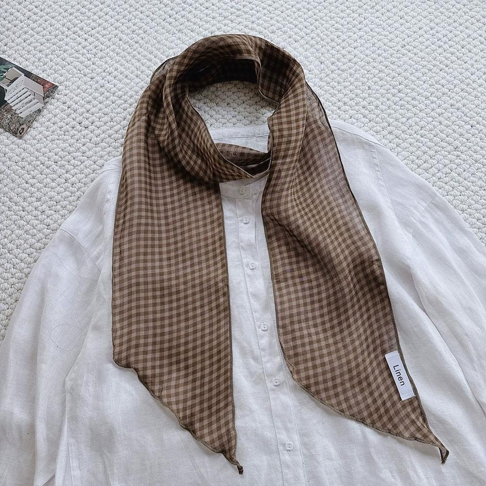 100% Linen Breathable Long Spring and Autumn Scarf For Women Original Style Artistic Neck Protection Soft Scarves 14x170cm