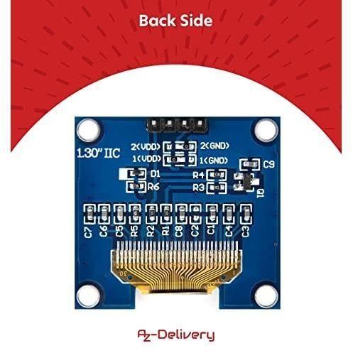 AZDelivery Écran OLED I2C 128 x 64 Pixels, Caractères de Couleur Blanche, SSH1106 1,3 Pouces