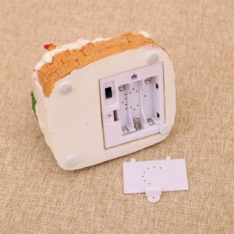 LED Illuminated Christmas Rotating Music Box Snow House Scene Ornament Battery Operated Desktop Decoration for Home