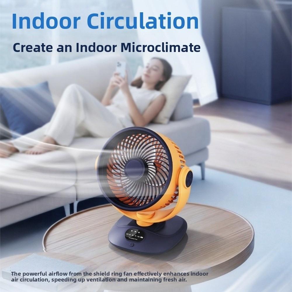 Type-c Rechargeable Desktop Electric Fan 120° Rotating Outdoor Camping Fan Dorm