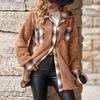 2025 Winter Women's Plaid Fleece Coat Mid-Length Single Breasted Lapel Warm Outerwear for Europe America