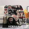 1PC Scream Print Flannel Blanket, High quality Comfortable for All Seasons, Home Decor, Warmth and Comfort, Perfect for Christmas Gifts