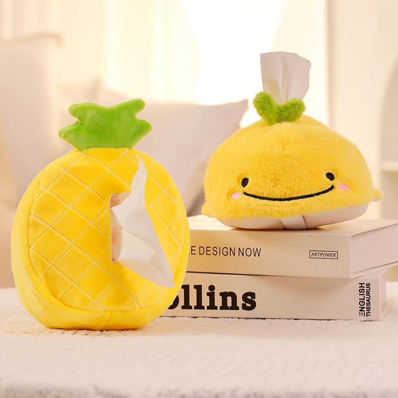 Cartoon Cute Plush Tissue Boxes Pineapple Watermelon Avocado Whale Creativity Home Car Soft Paper Holder Napkin Case Nice Gifts