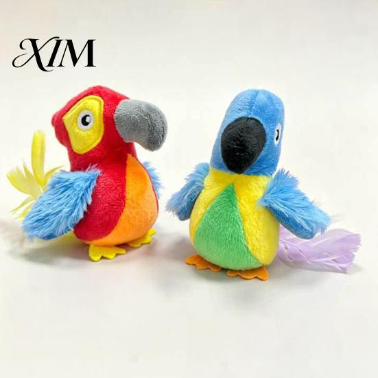 Stress Relief Toys for Cats Chirping Bird Cat Toy, Interactive Plush Parrot Soft Stuffed Scratching And Biting Toy Pounce Indoor Kittens, Stimulating