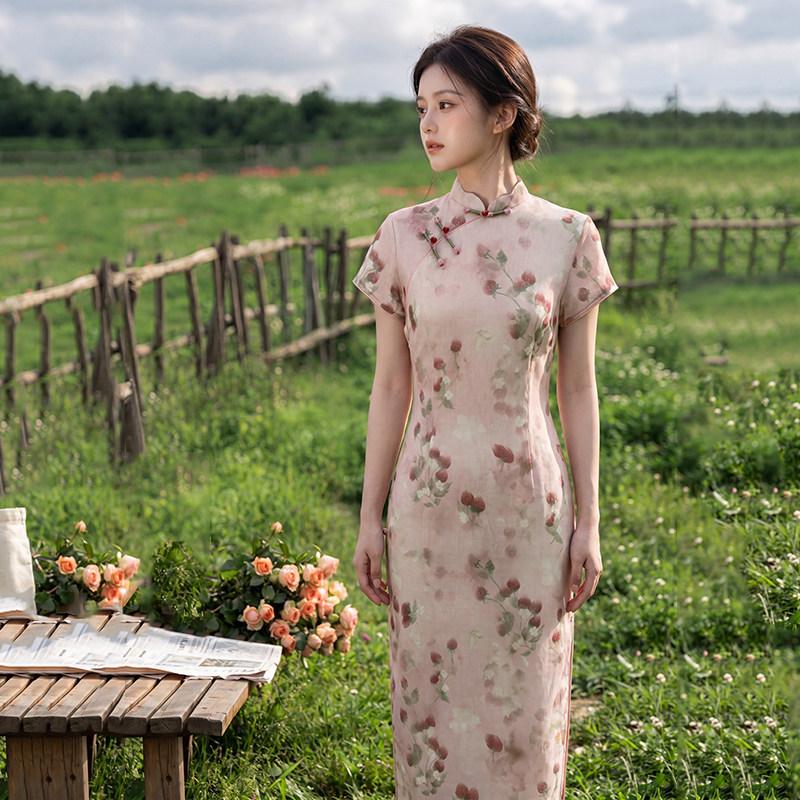 New Chinese Suzhou long improved cheongsam 1011 new young women's retro short sleeves can be worn to work in summer