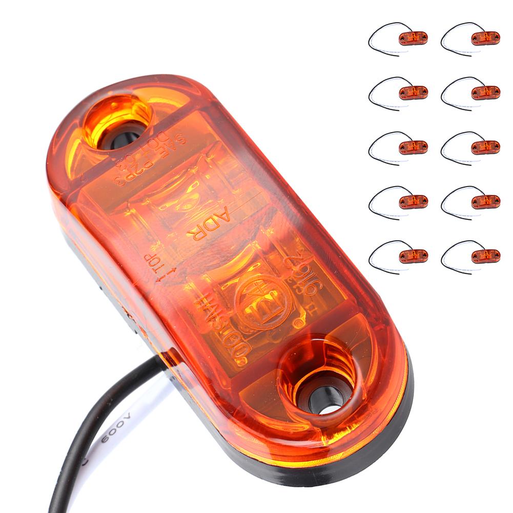 10pcs 2.5in 2LED Side Marker Light Oval Super Bright Waterproof Lamp for Car Trailer TruckAmber