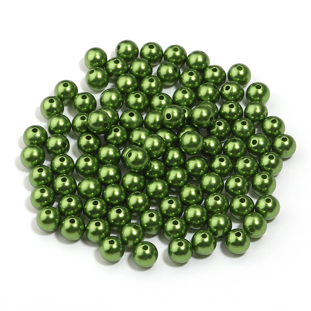 50-1000pcs Round ABS Imitation Pearl Beads Army Green Loose Spacer Beads With Hole For Jewelry Making DIY Bracelets Necklace
