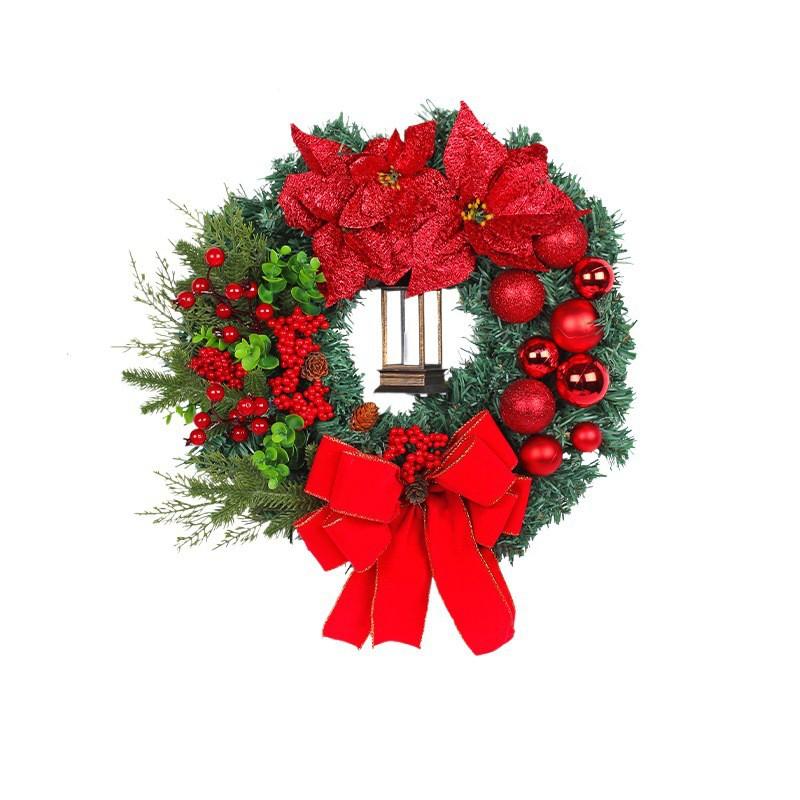 Christmas Wreath With Red Flowers 40CM Front Door Home Decor