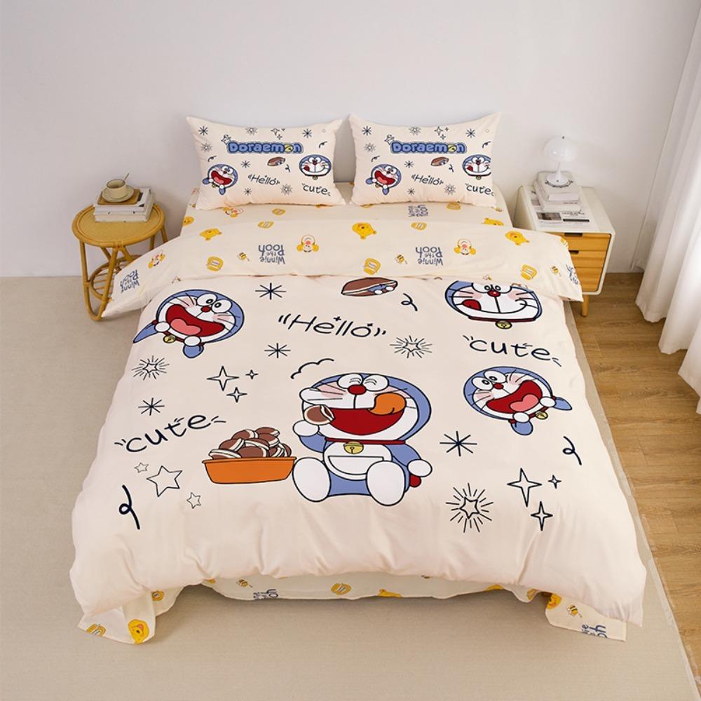 Blue Robotic Cat Bedroom set,Children'sGift Teenagers Adulte Microfibre Double Bed 2/3 pieceDuvet Coverwith Zip Room Decor