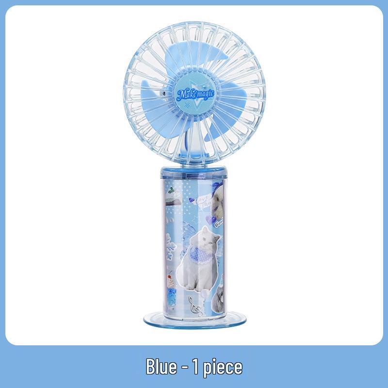 

USB Rechargeable Cartoon Mini Handheld Fan - Portable & Cute for Students Fun Transparent Handheld Fan