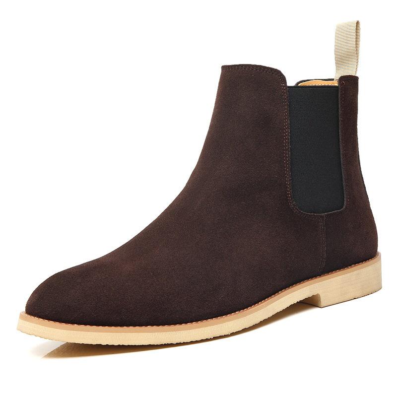 Men's Autumn/Winter Frosted Leather Pointed Toe Chelsea Boots